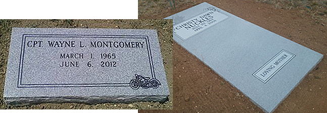 Flat ground-level granite headstone marker