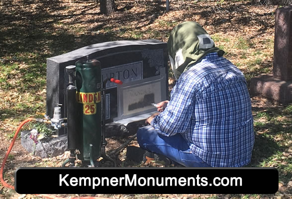 On-site cemetery lettering and sandblasting