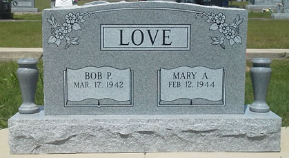 Upright double cemetery headstone